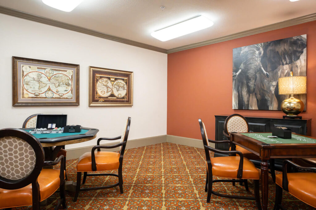 Game Room with Card Tables for Residents at Assisted Living San Antonio