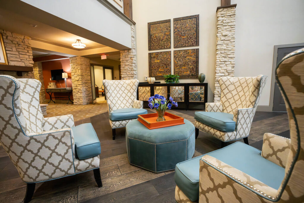 Comfortable Seating Area with Modern Furniture at Assisted Living San Antonio TX