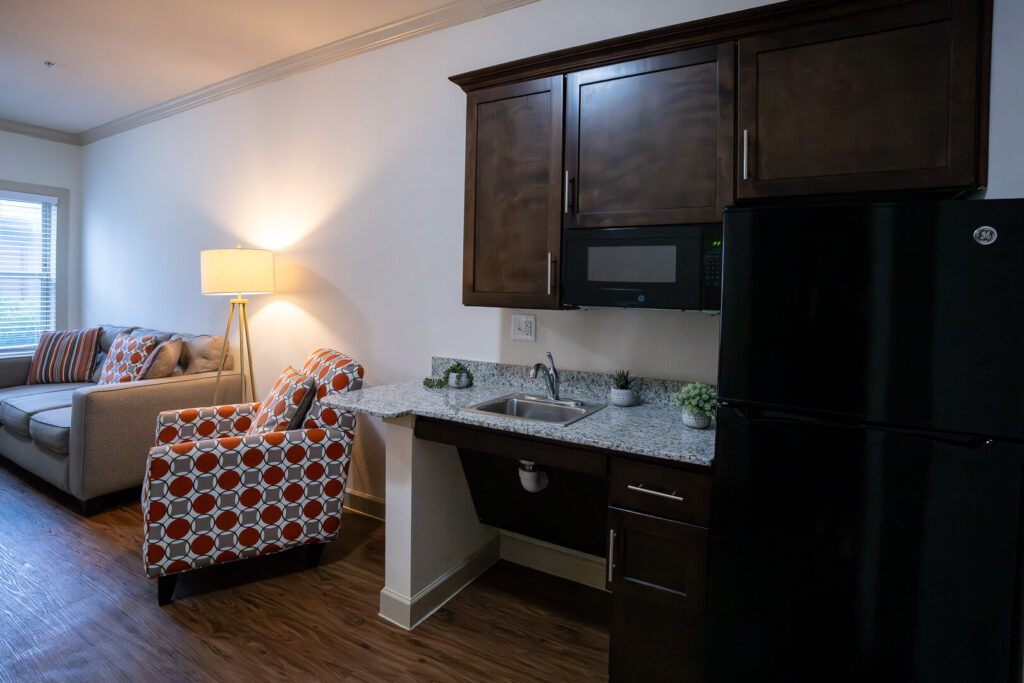 Studio Apartment with Kitchenette for Assisted Living in San Antonio Texas